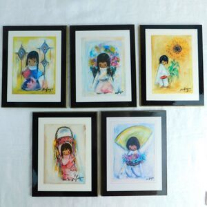Ted De Grazia Laminated Lot of 5, The Love Plaque Vintage Southwest Art 5.5x7
